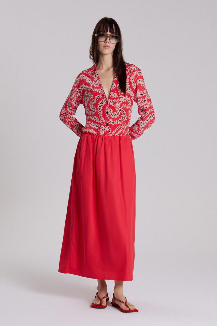 POLLERA ANANAS ROJO