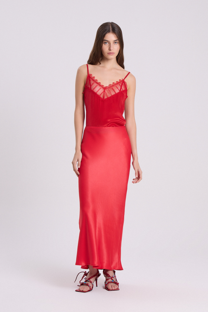 POLLERA RUBRA ROJO