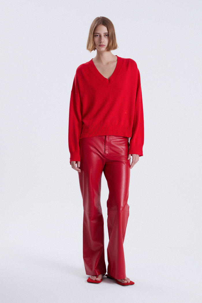 SWEATER V ALOE ROJO