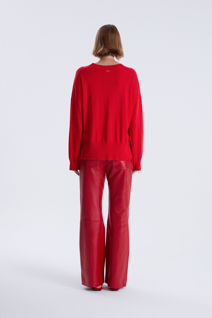 SWEATER V ALOE ROJO