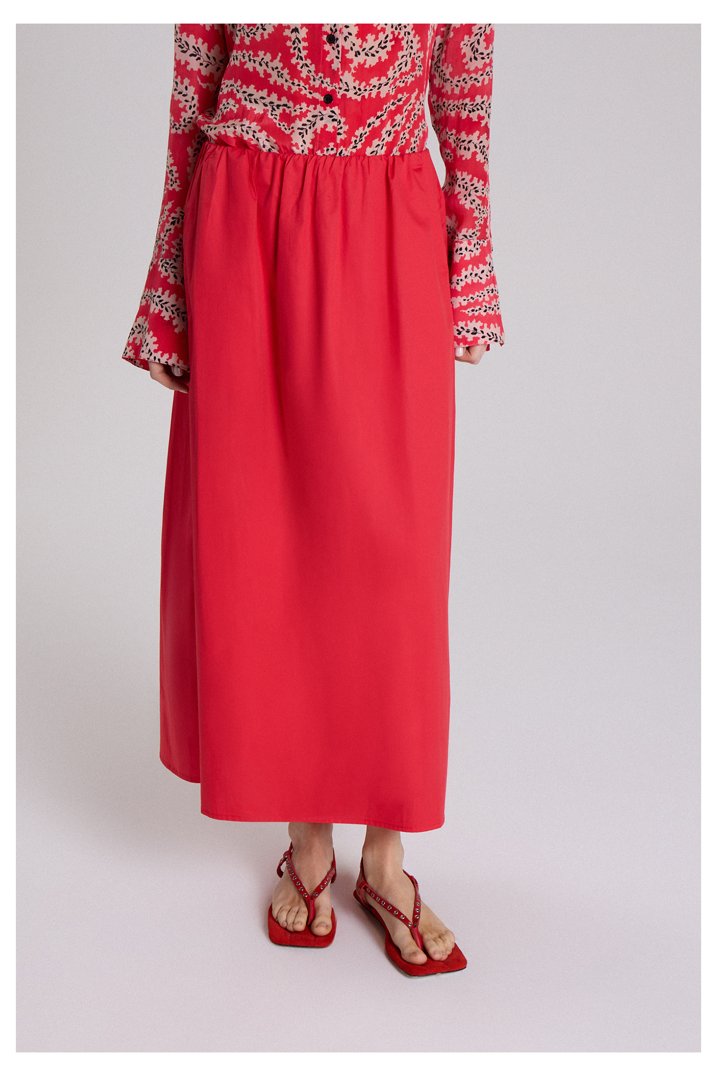 POLLERA ANANAS ROJO