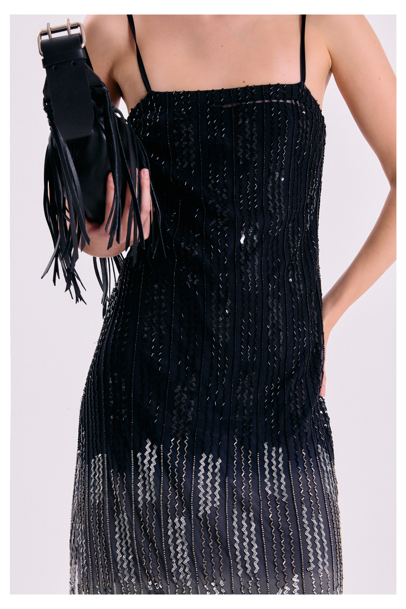 VESTIDO CELESTE NEGRO