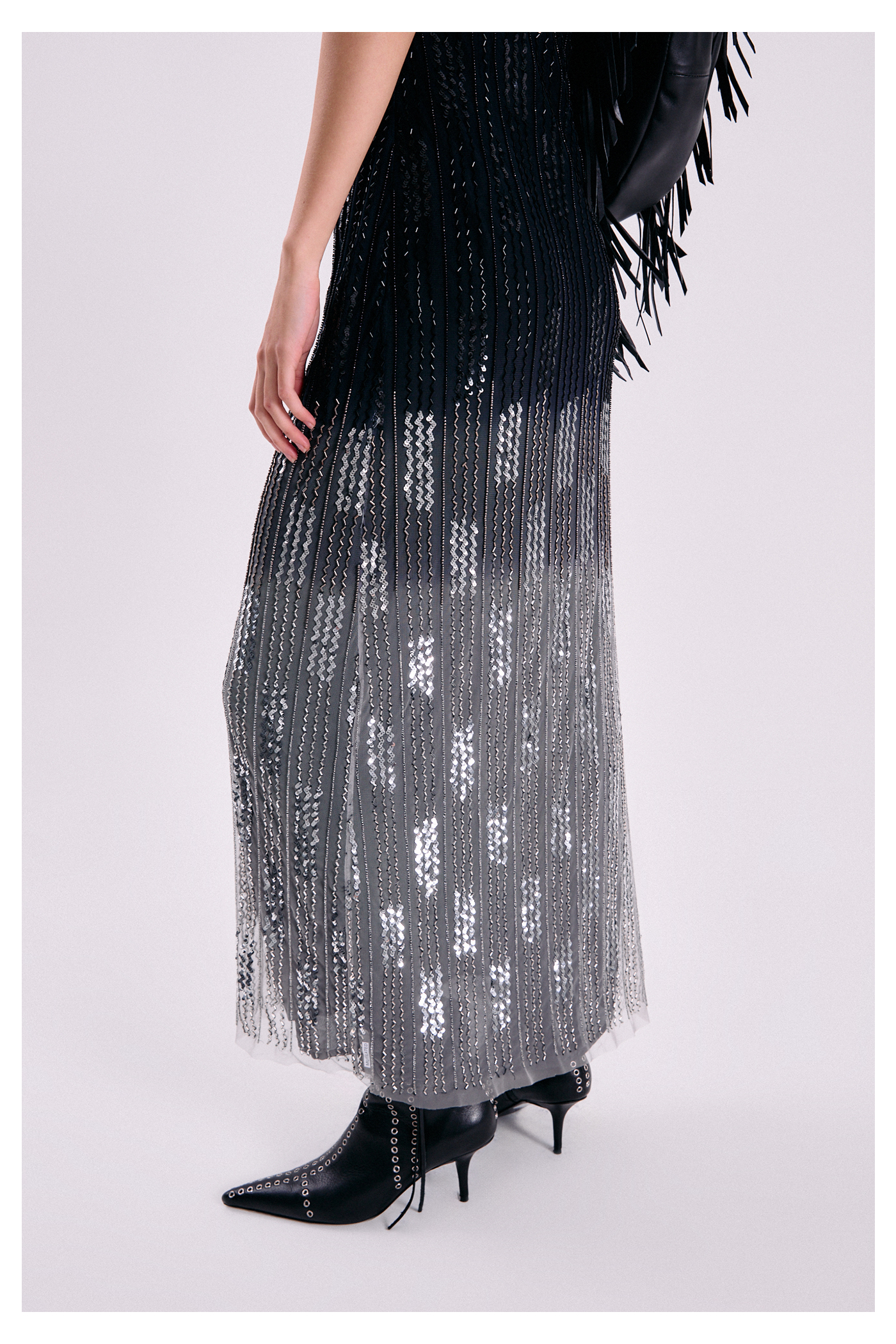 VESTIDO CELESTE NEGRO
