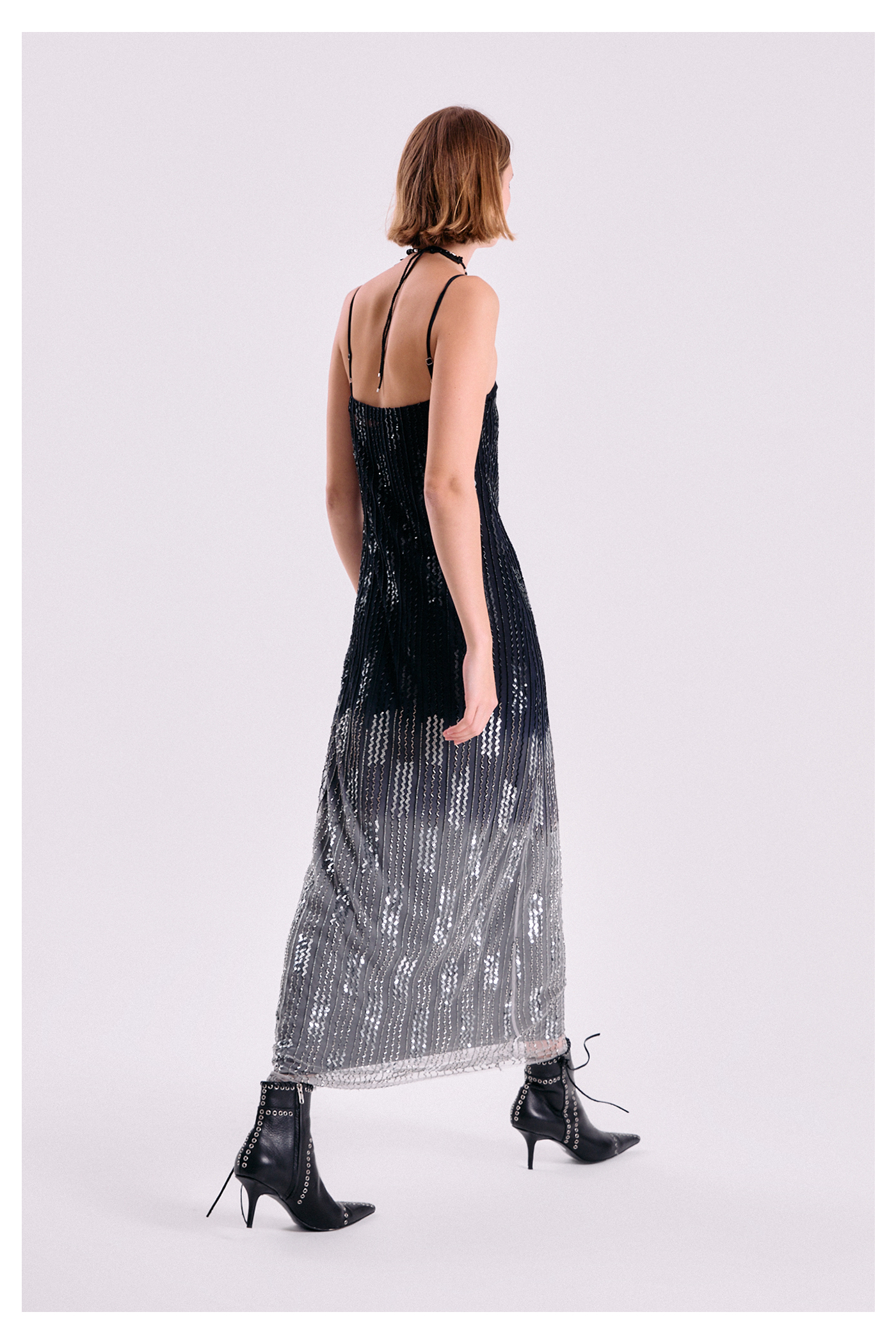 VESTIDO CELESTE NEGRO